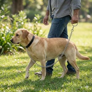 Durable Dog Collar Combo Set – Metal Chain for Puppies & Adult Dogs